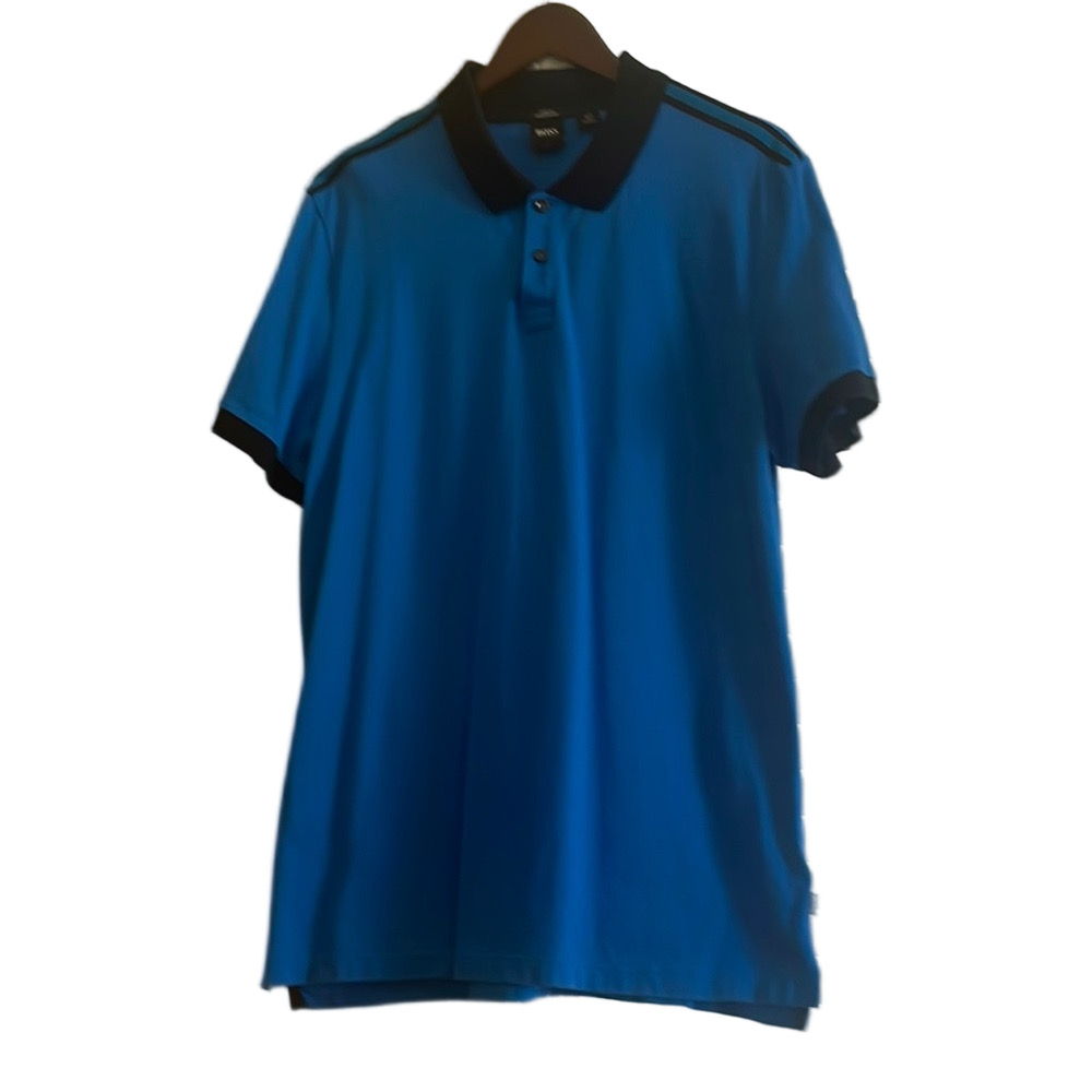 Boss Vibrant Blue Polo with Black Trim Size XXL